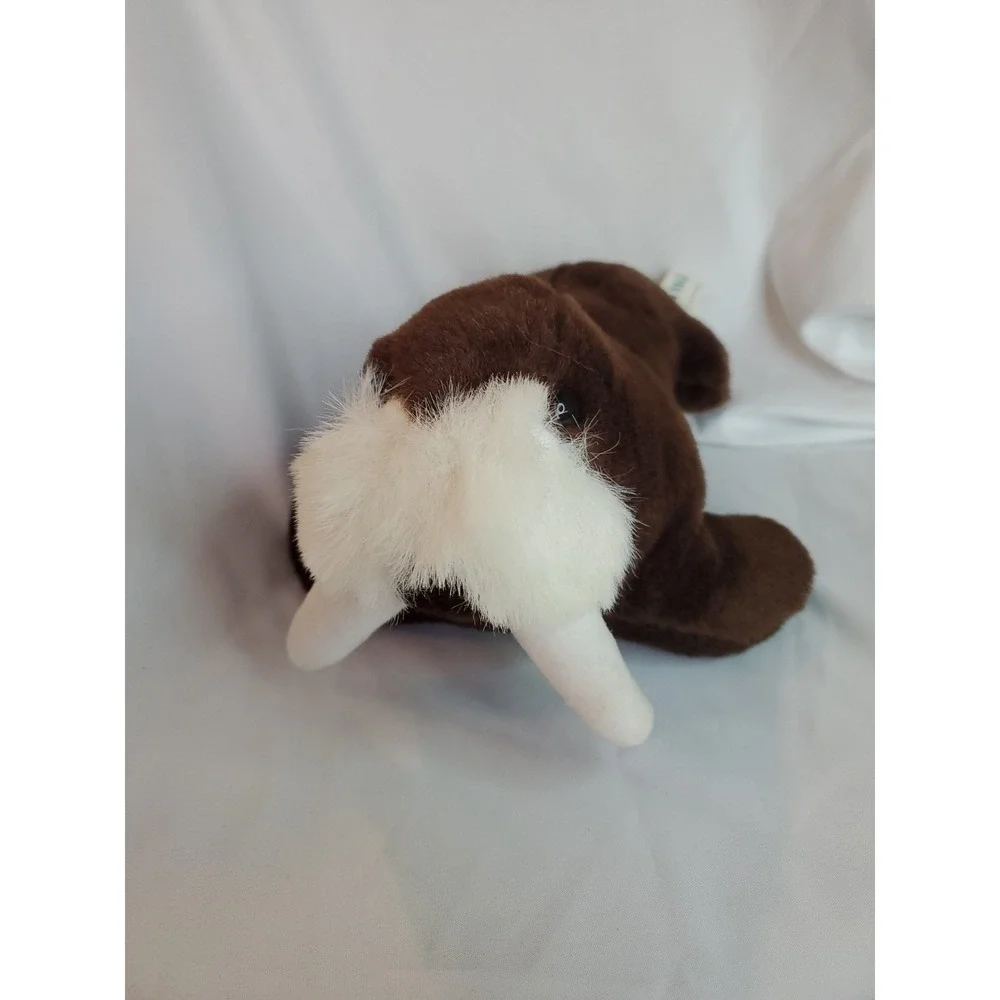 Vintage 1980s Sea World Walrus Plush Brown White Stuffed Animal 11‎